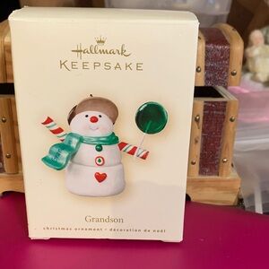 Hallmark Keepsake Snowman with Red and Green Accents Grandson